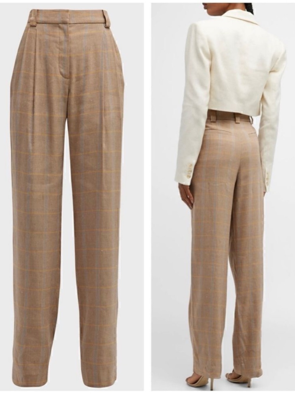 A.L.C. Fynn Plaid Straight-Leg Pants Size 4
